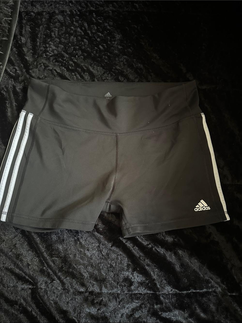 adidas Black Bike Shorts with White Side Stripes